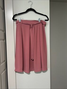 Self-Tie Circle Skater Skirt in Dusty Rose